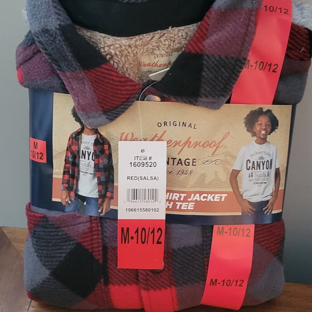 Boy's Sherpa Spring Fall Jacket and T. Shirt Set. NWT.  Size US 10